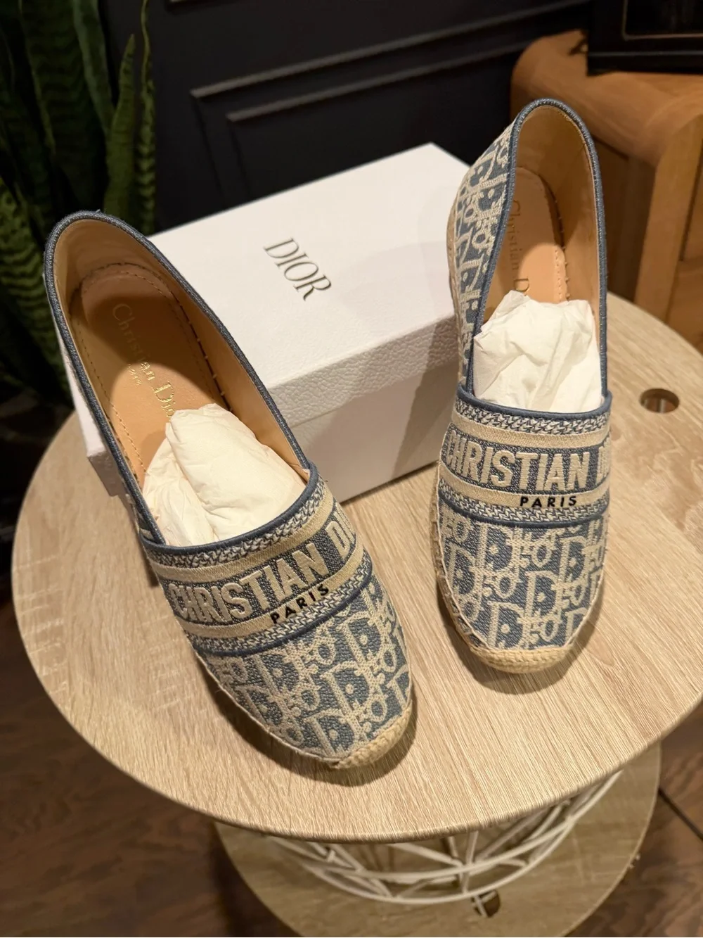 NEW IN BOX Dior Christian Dior Blue Logo Canvas Espadrilles SIZE 39